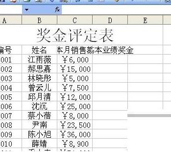 Excel制作奖金评定表的方法步骤