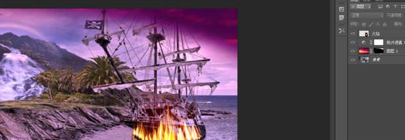 photoshop cs6给海盗船合成黄昏特效的图文操作步骤