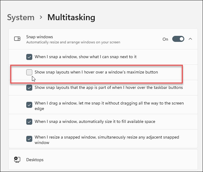 Windows 11怎么禁用快照布局? win11不使用快照布局的技巧
